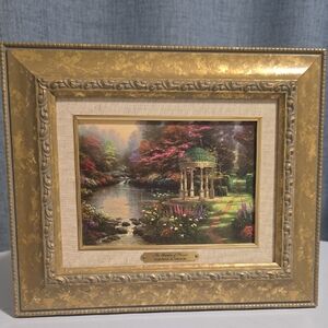 Thomas‎ Kinkade Gold Framed Print The Garden Of Prayer Accent  With Cert Of Auth